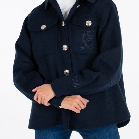 Tommy Hilfiger Jackets & Blazers - Tommy Hilfiger ICONS Wool Blend Navy Silver Crest Buttons Shacket Jacket (SZ 46)